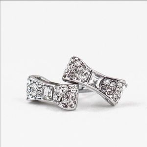 Kate Spade Silver Crystal Ready Set Bow Earrings